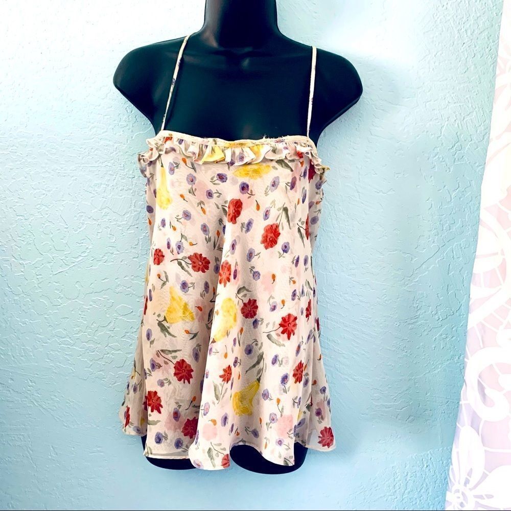 Handmade boho floral tank top Size small
